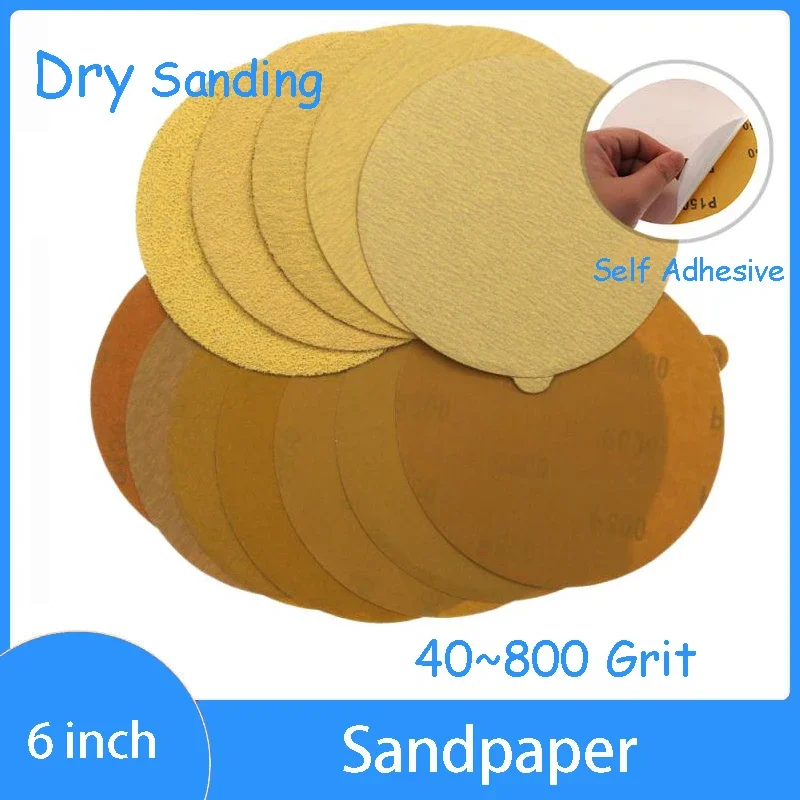 

6 Inch 150MM Sandpaper PSA Self Adhesive Back Sticky Sanding Discs for DA Sanders Finishing for Auto and Woodworking 5pcs/10pcs