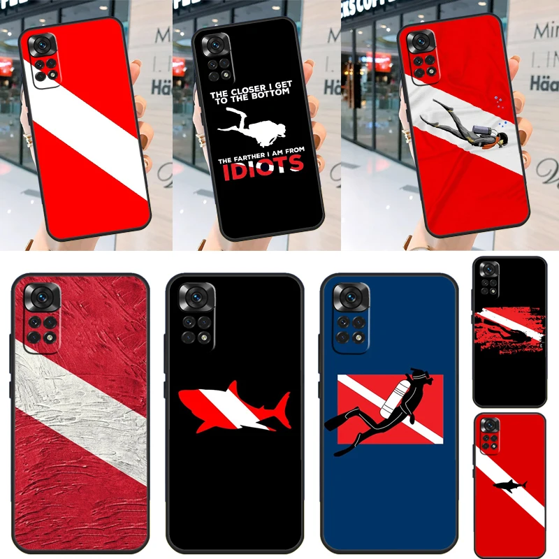 Diver Down Diving Flag Case For Xiaomi Redmi Note 12 11 10 9 8 Pro 10S 11S 12S Redmi 10C 9A 9C 9T 10A 12C Cover
