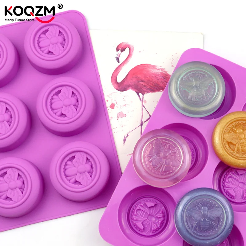 Silikonform mit 6 Mulden in Bienenform für Seife, Fondant und Kuchen, Backzubehör