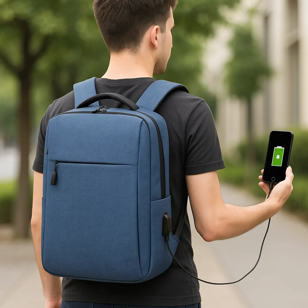 حقيبة ظهر للكمبيوتر بسعة كبيرة من قماش أكسفورد مع منفذ شحن USB حقيبة ظهر للسفر والأعمال حقيبة كمبيوتر لوحي مميزة للترفيه #2