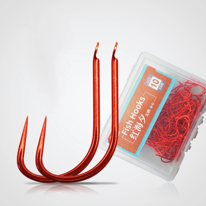 

10 Boxes Carp Fishing Hooks Barbed Non-Barbed 1#-10# Series High Carbon Steel Red Fishhook Fishing Tackle Accessories Pesca
