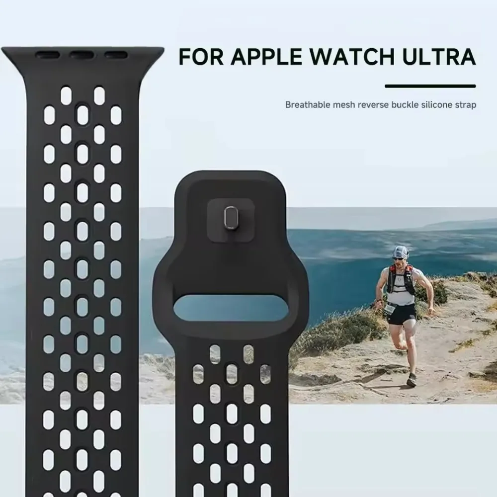 Силиконовый ремешок для Apple Watch Ultra 2/1 49 мм 10 46 мм 42 мм Удобный дышащий браслет IWatch 9 8 7 6 5 4 SE 45 мм 44 мм 41 мм