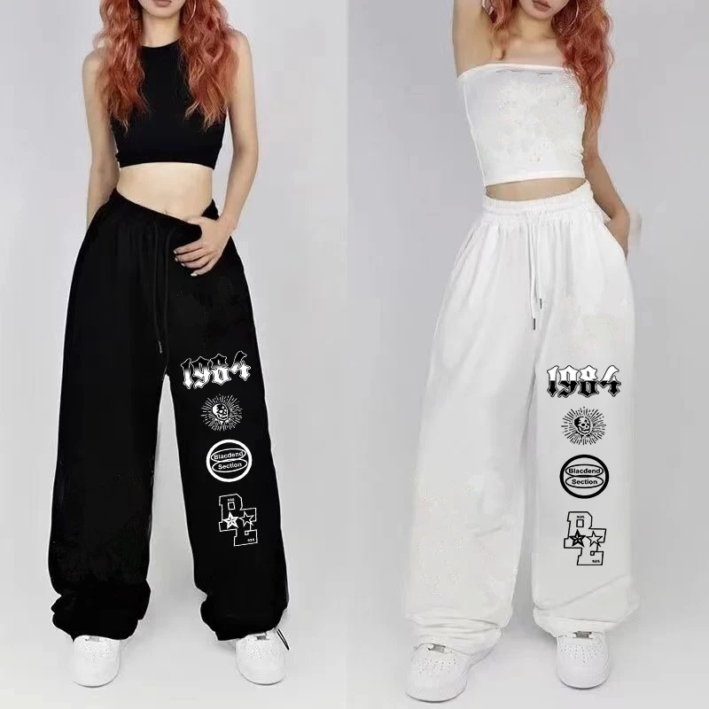 Y2k Streetwear trend iger Print Hose mit weitem Bein Frauen Hip-Hop Damen hose mit hoher Taille 2024 Sommer neue Damen hose