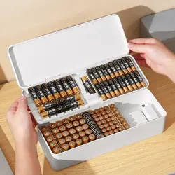 High Quality PP Battery Organizer Fall Prevention Durable Battery Storage Box Large Capacity Wear-resistant Data Cable Case