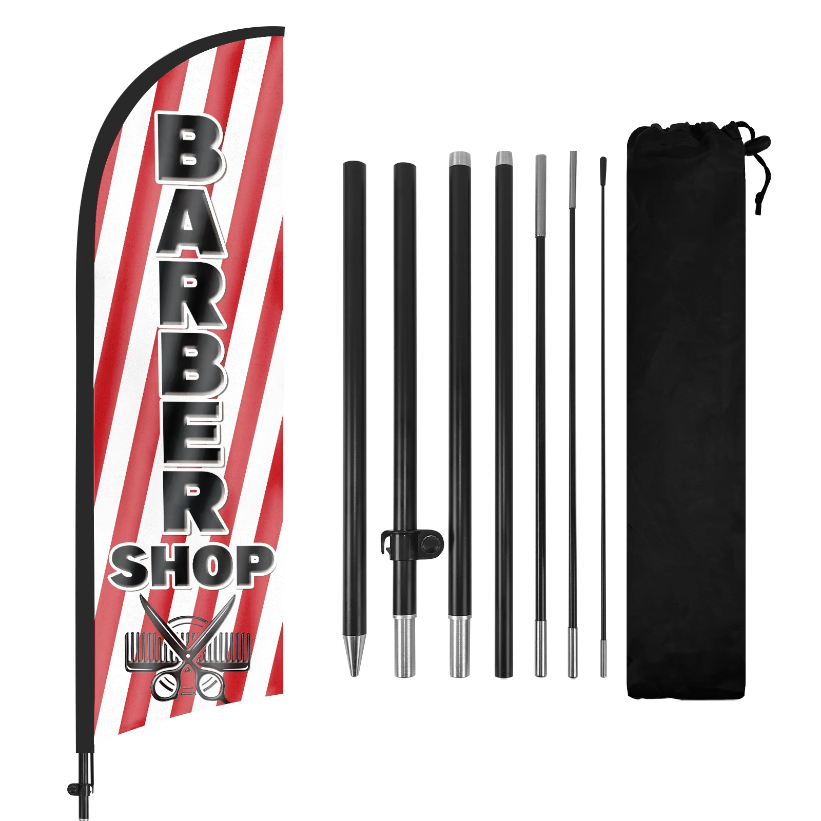 FSFLAG 1PCS 280CM The Barber Shop2 Feather Flag with Flagpole Advertising Outdoor Banner Decoration for Business and Storefront