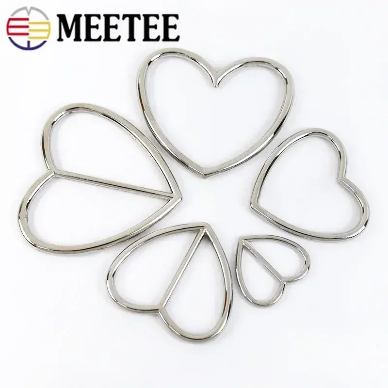 10/20/50Pcs Meetee 17/37/39mm Metal Alloy Heart Ring Buckles Belt Buckle Garment Trousers Tri-Glide Adjusting Slider Accessories