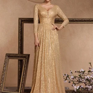 Lucyınlove-resmi gece elbisesi kadın V Yaka uzun kollu mavi-siyah, parti, düğün, balo, maksi elbiseler, 2024 6 Büyük satış, giydirme partisi, gök mavisi-no. 6