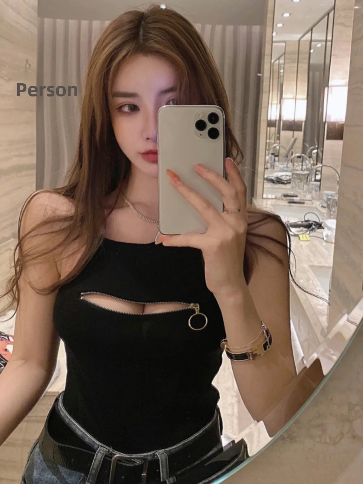 

Летний сексуальный вязаный топ без рукавов для женщин, жилет с молнией, облегающий, из полиэфирного волокна, ультракороткий, для ношения поверх одежды