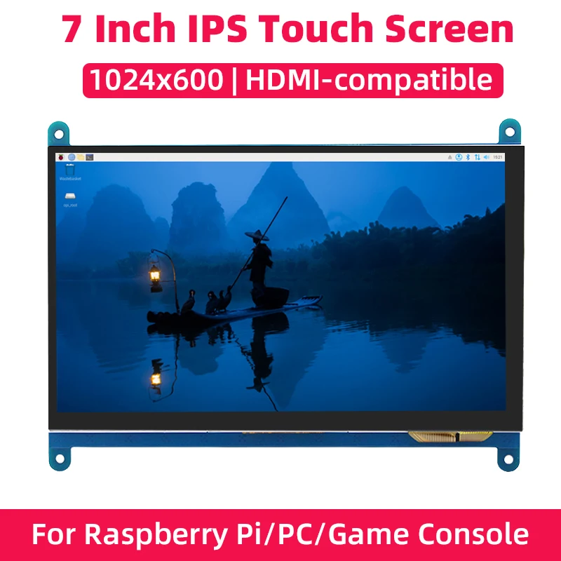 7 Inch Touch Screen 1024x600 HDMI-compatible IPS LCD Display Optional Holder for Raspberry Pi Orange Pi PC Secondary Screen