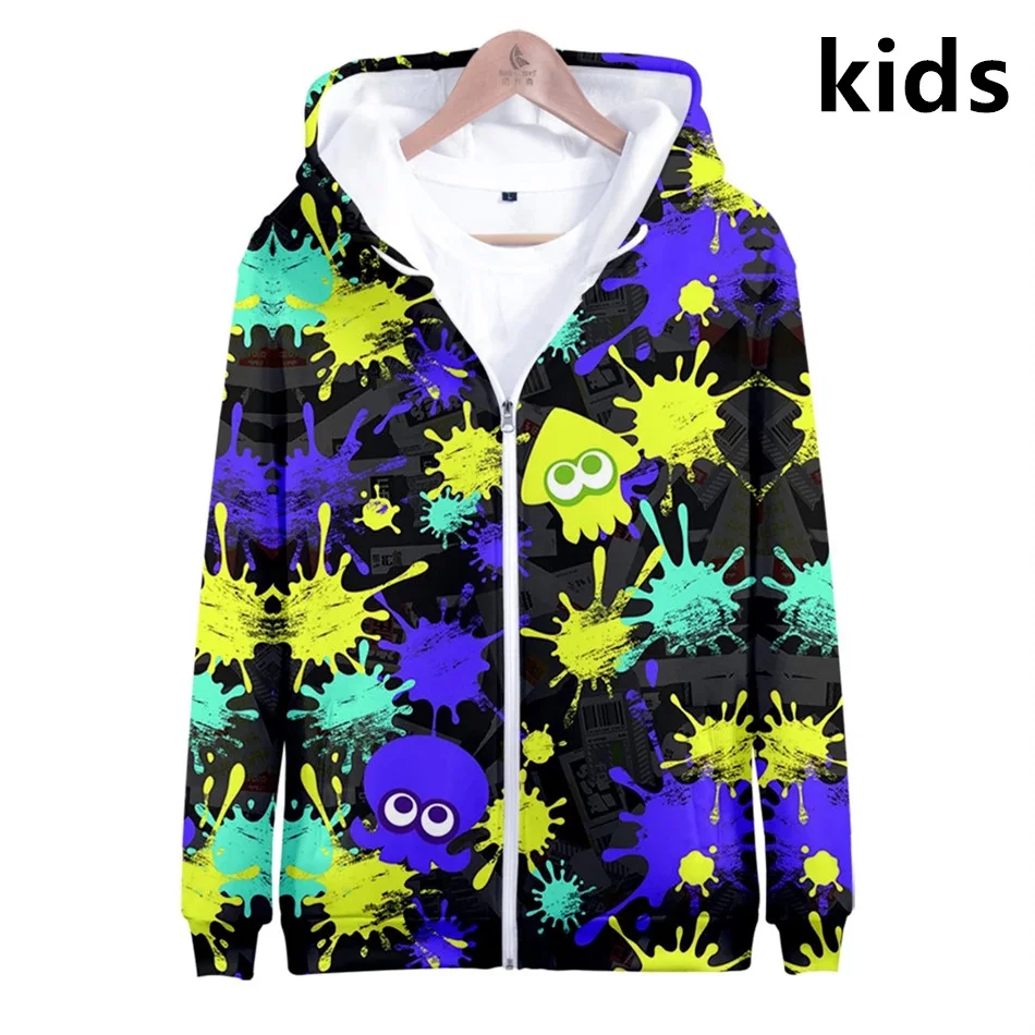 

3 To 14 Years Kids Hoodies Shooting Game Splatoon 3 Printed Sweatshirt Hoodie Boys Girls Game 3D Jacket Coat Children Clothes