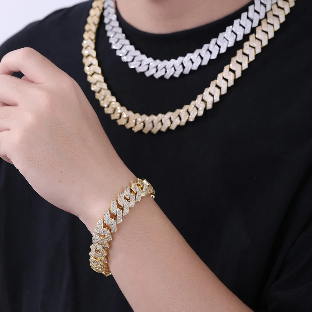 

15 мм 4-рядный браслет с кубинскими звеньями для мужчин, высококачественные ювелирные изделия в стиле хип-хоп