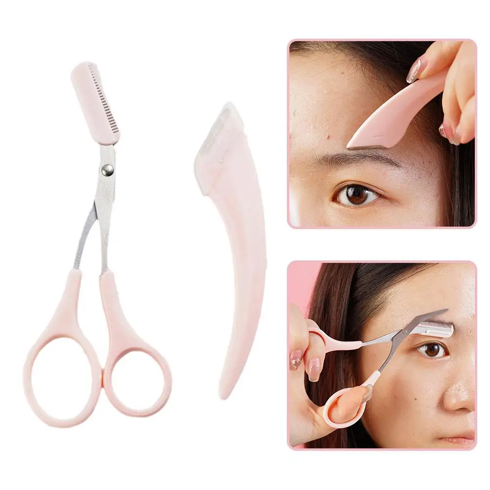 Professional Eyebrow Trimming Curved Eyebrow Razor Eyebrow Scissors With Comb Makeup Tool Hair Removal Accessories