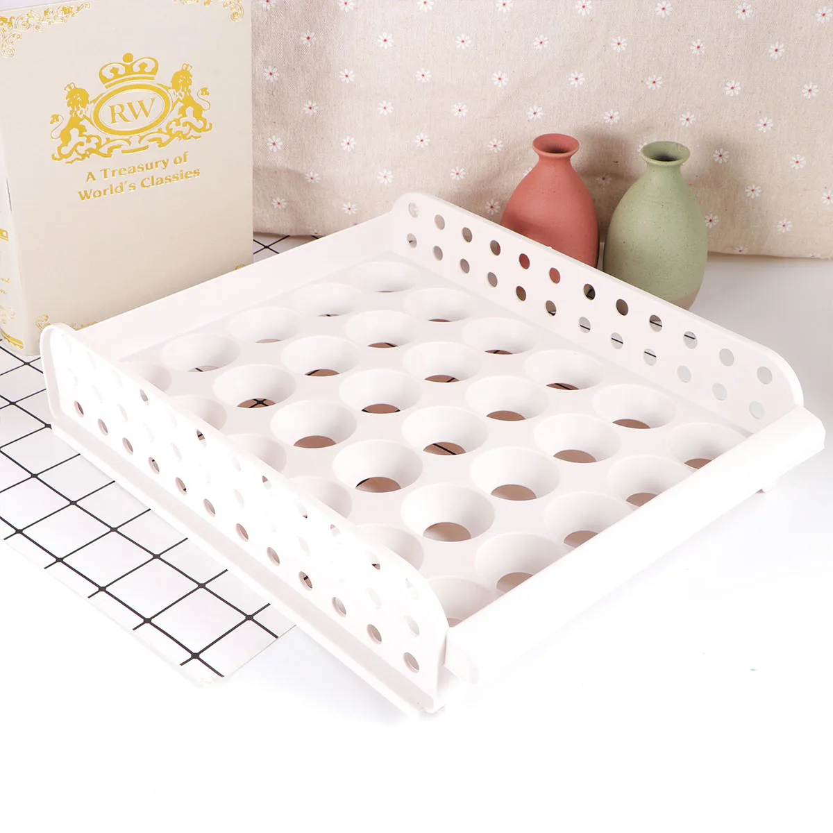 

Egg Box Storage Solution Tray for Fridge Food Shelf Organizer Bins Sorter Fresh Eggs Holder Refrigerator Kitchen Container