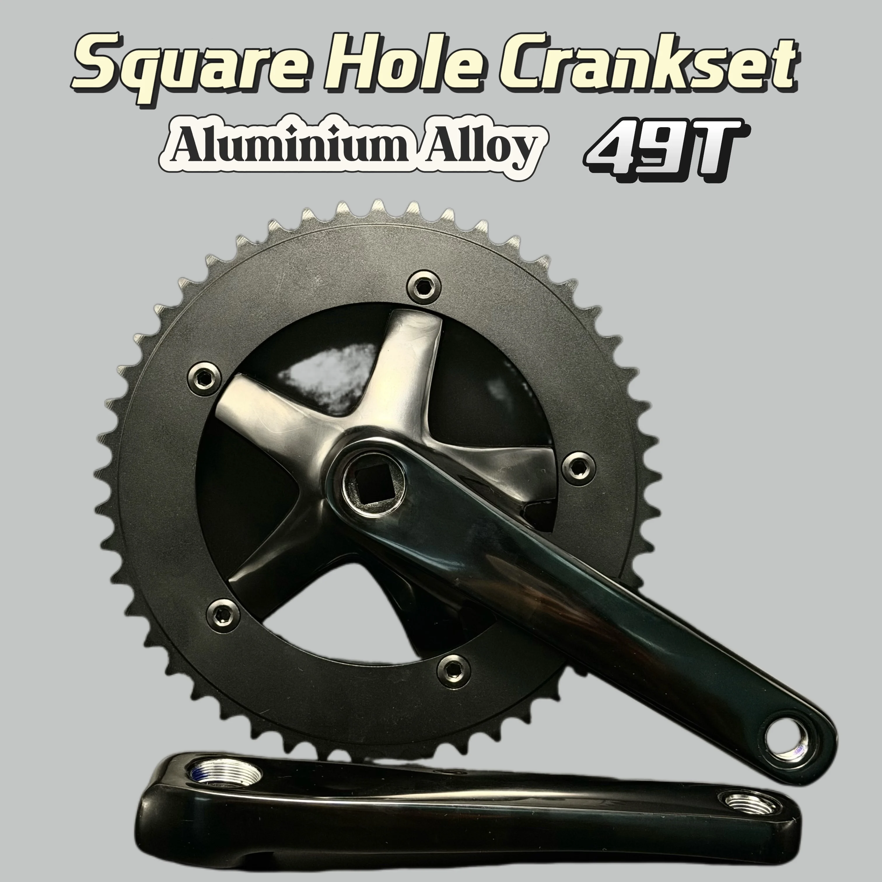 

Fixed Gear BMX Crankset 165mm Square Hole Crankset 49T 144BCD Large Chainring fixed Aluminum Alloy Universal Cycling Sprocket