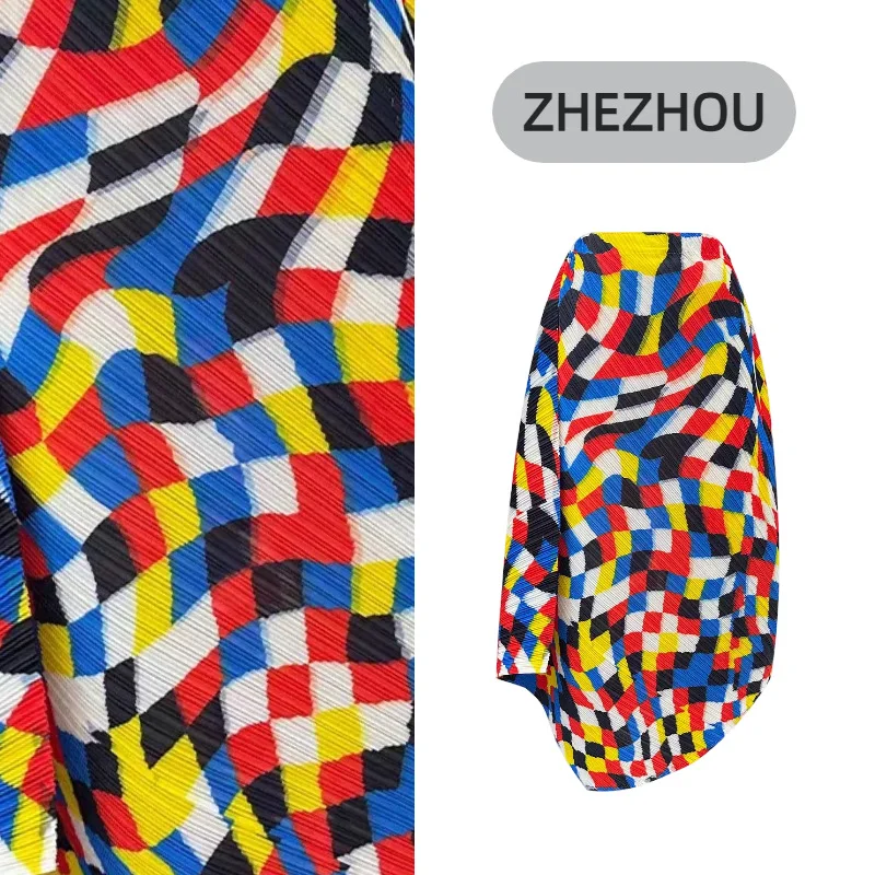 تنورة مياكي بوهيمية عصرية فضفاضة بتصميم الدوبامين تنورة مطبوعة بخصر عالٍ تنورة غير رسمية متعددة الاستخدامات