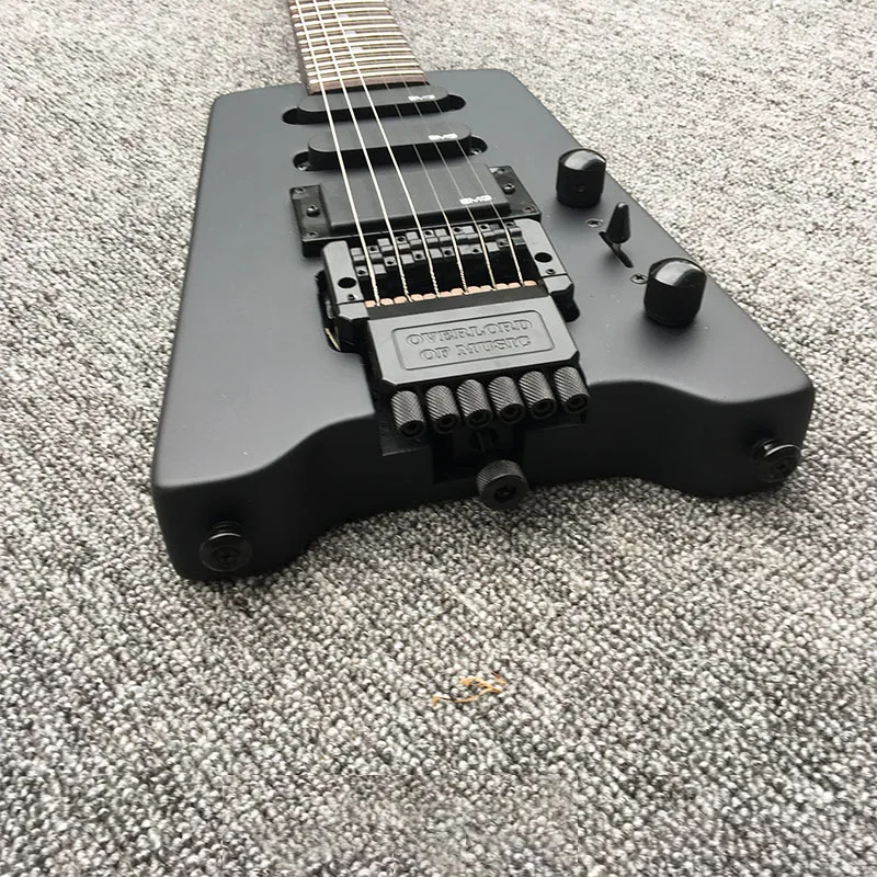 Headless Electric Guitar With 6 Strings Portable Metal MusicTravel Musical Instrument Basswood GT-PRO Matte Black And White