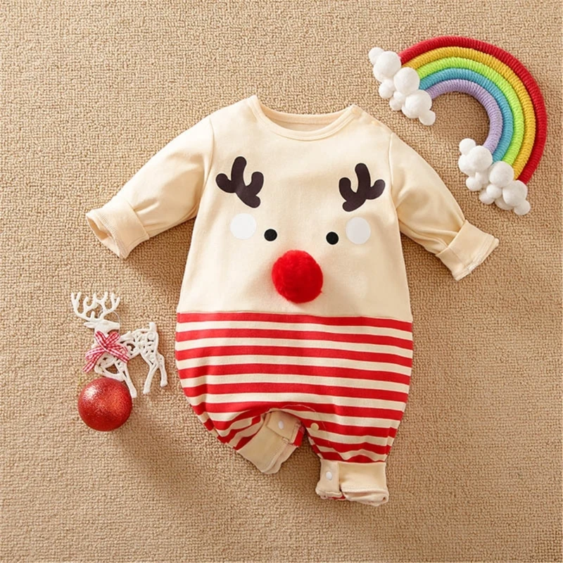 Festive Baby Clothing Cosplay Costume Holiday Outfit Infant Christmas Romper Long Sleeved Onepieces Winter Autumn Baby Clothing