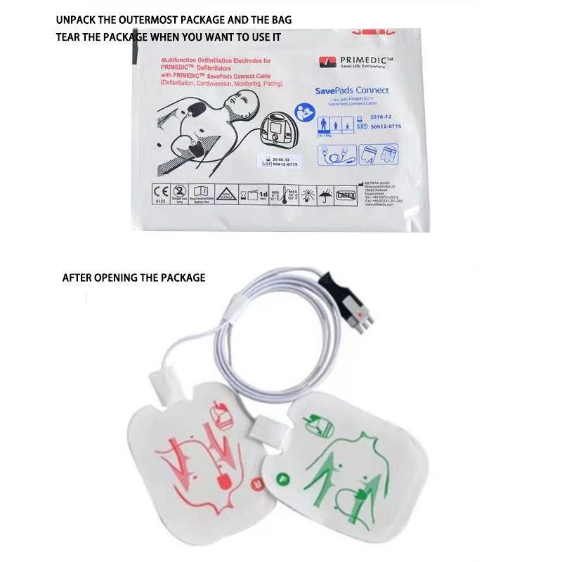 for Metrax Primedic Original Electrode Pads for defibrillator with XD330/MD30 wire AED SavePads Connect Adult AED 96389