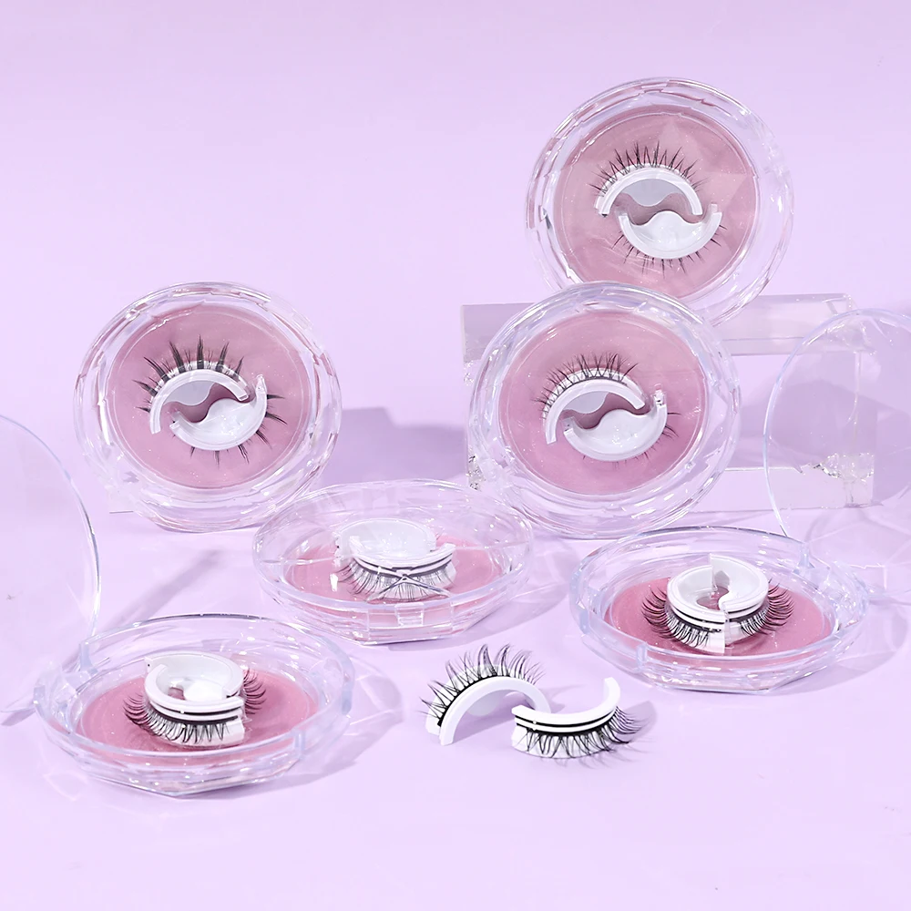 1คู่ Natural Self-กาวขนตาปลอมนุ่ม3D Mink Lashes กาวตัวต่อขนตา Handmade Reusable Eyelashes แต่งหน้า