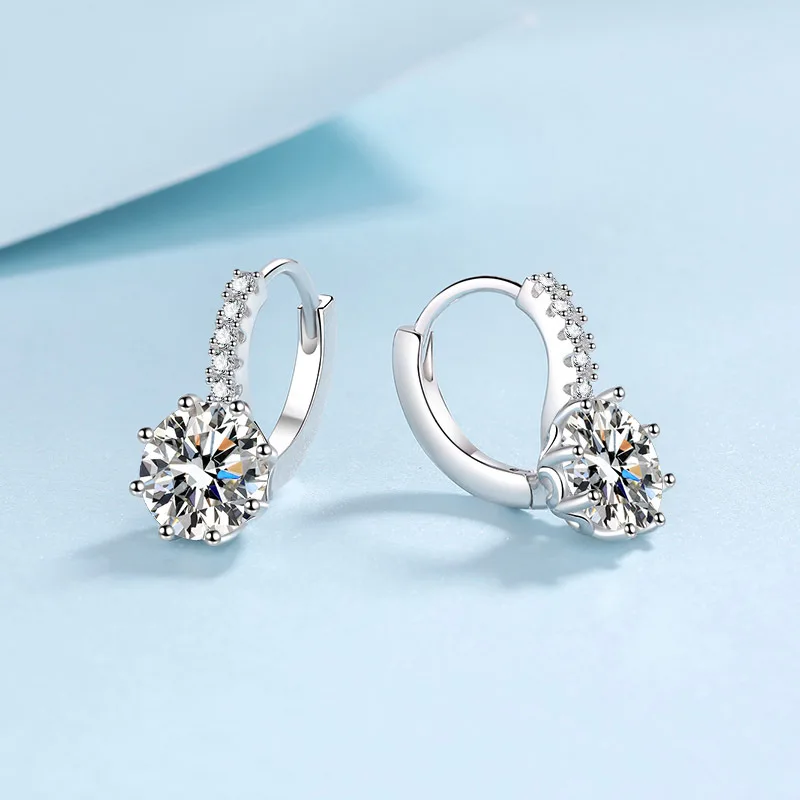 Luxury PT950 Platinum Brilliant Wedding fine Jewelry 2CT D Color vvs1 Moissanite Hoop Earrings for Women and family party wear