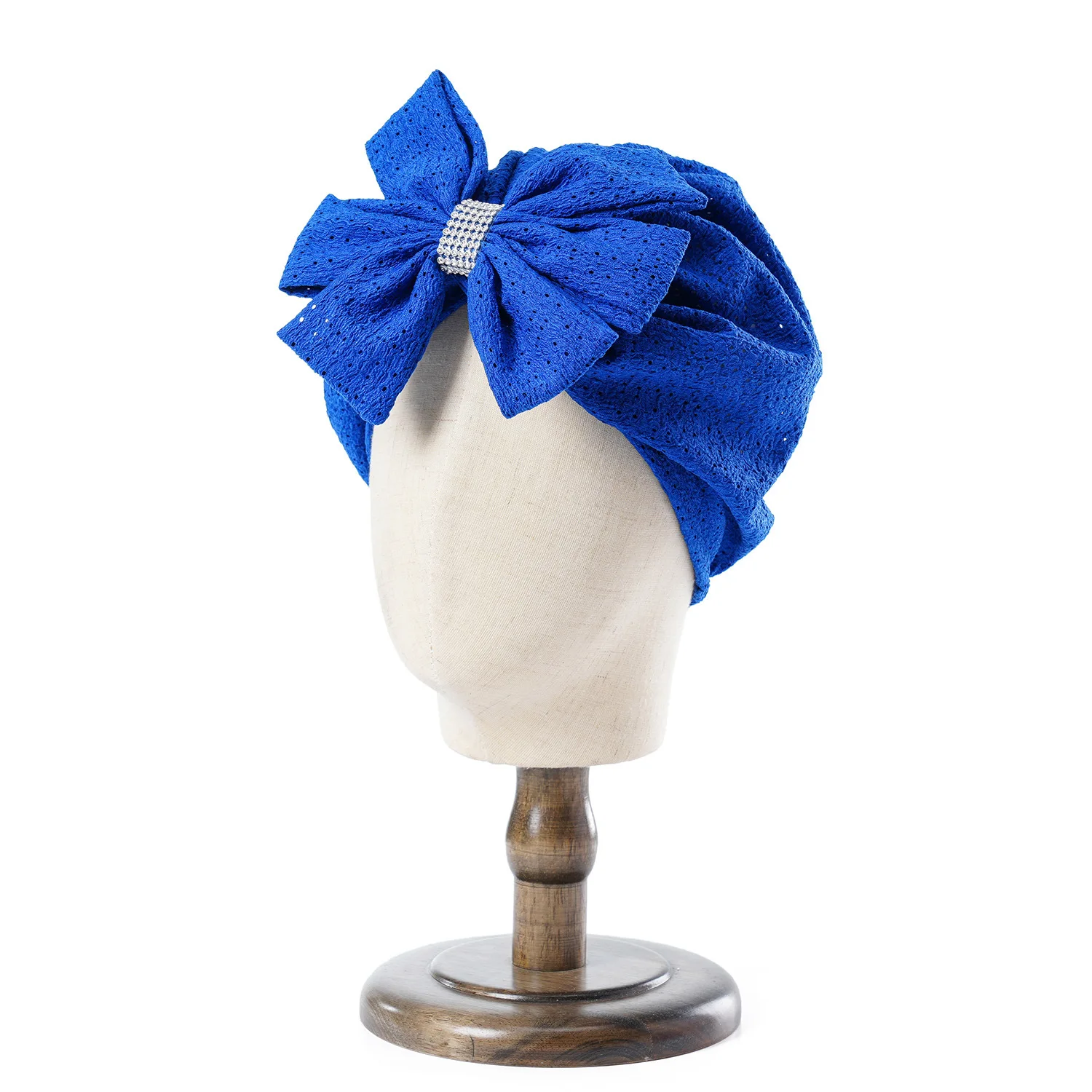 Frauen Mode Bögen Hut Motorhaube Einfarbig Hohl Atmungsaktive Mesh Sheer Hut Mädchen Geknotet Turban Kopf Wraps Beanie Cap – Detail 8
