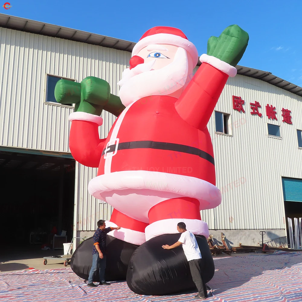 Babbo Natale gonfiabile su misura con spedizione veloce con ventilatore per la decorazione del cortile di Natale Pubblicità natalizia del prato all'aperto