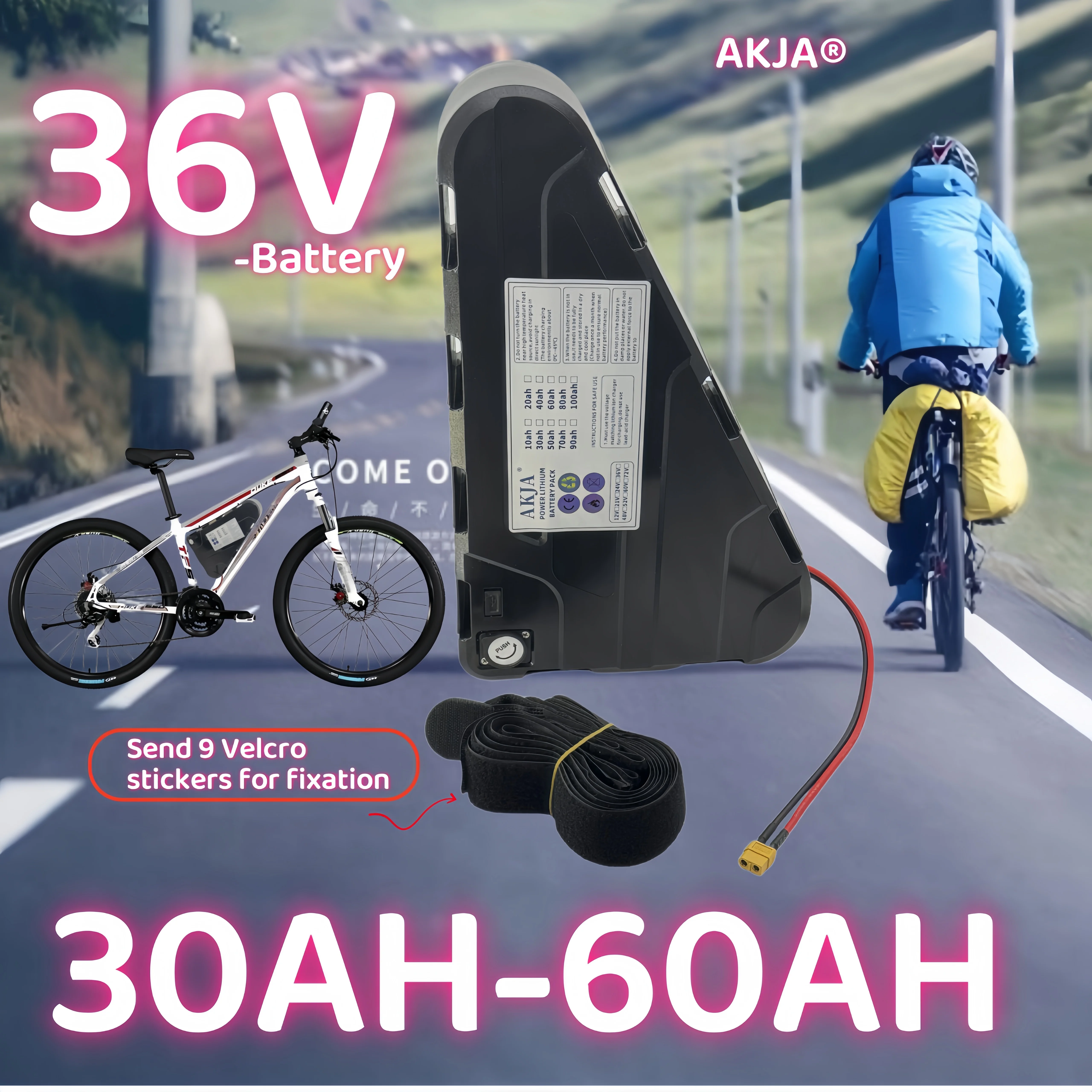 

Air fast transportation High Capacity 36V60AH triangle battery Waterproof Hard Case Strong power battery pack 350W500W750W1000W