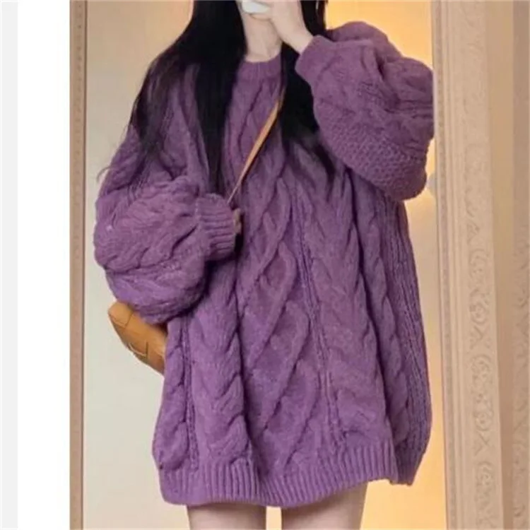 Pullovers women sweater 2026 casual new sweet twisted pattern spring autumn loose and slim knitted for women's clothing