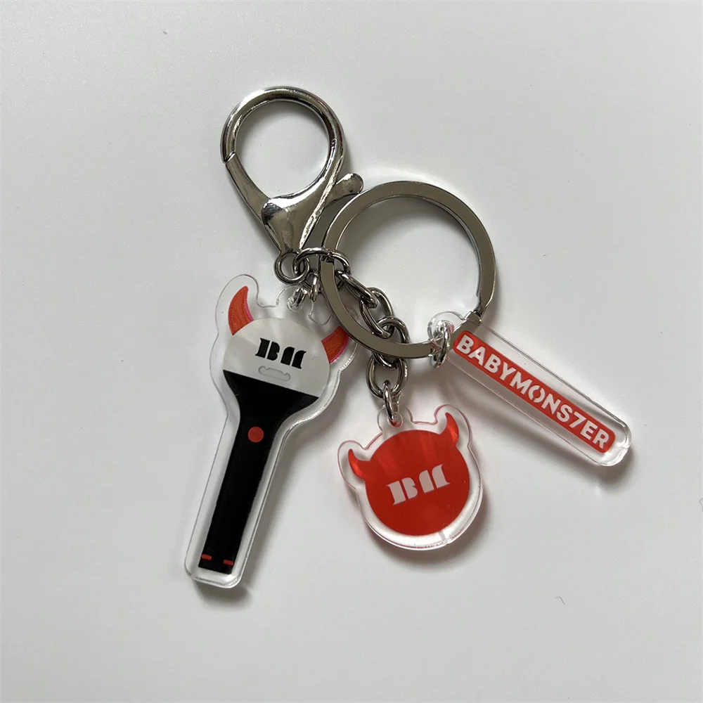 KPOP BABYMONSTER 3Pcs/Set Lightstick Keychain Creative Lightstick Car Keyring RUKA ASA AHYEON RAMI RORA Bag Accessories Pendants