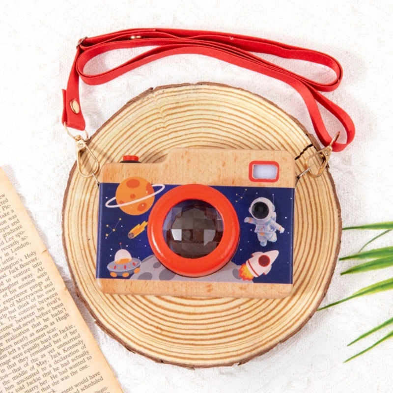 Giocattolo per fotocamera caleidoscopio in legno per bambini che imparano regalo giocattolo per attività fotocamera Montessori