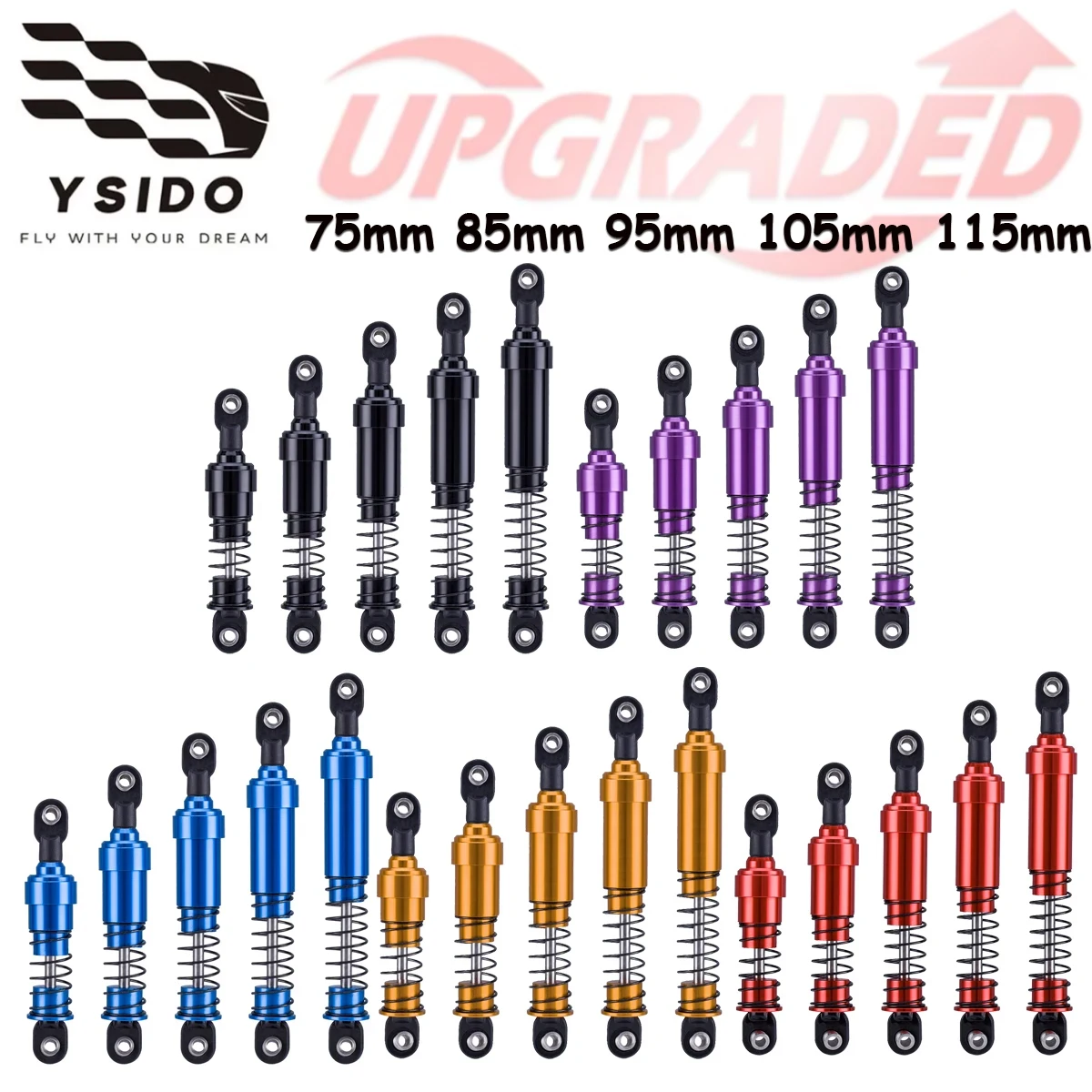 

4 шт. 1/10 RC гусеничный автомобиль, алюминиевые амортизаторы с большим отверстием, 75/85/95/105/115 мм, масляный демпфер для LCG Rigs SCX10 TRX4 Gamde R1