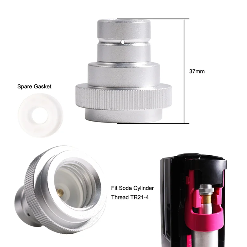 Quick Adapter for CO2 Soda Water Sparkler DUO, Tank Canister Conversion for Soda Stream Soda Machine Silver