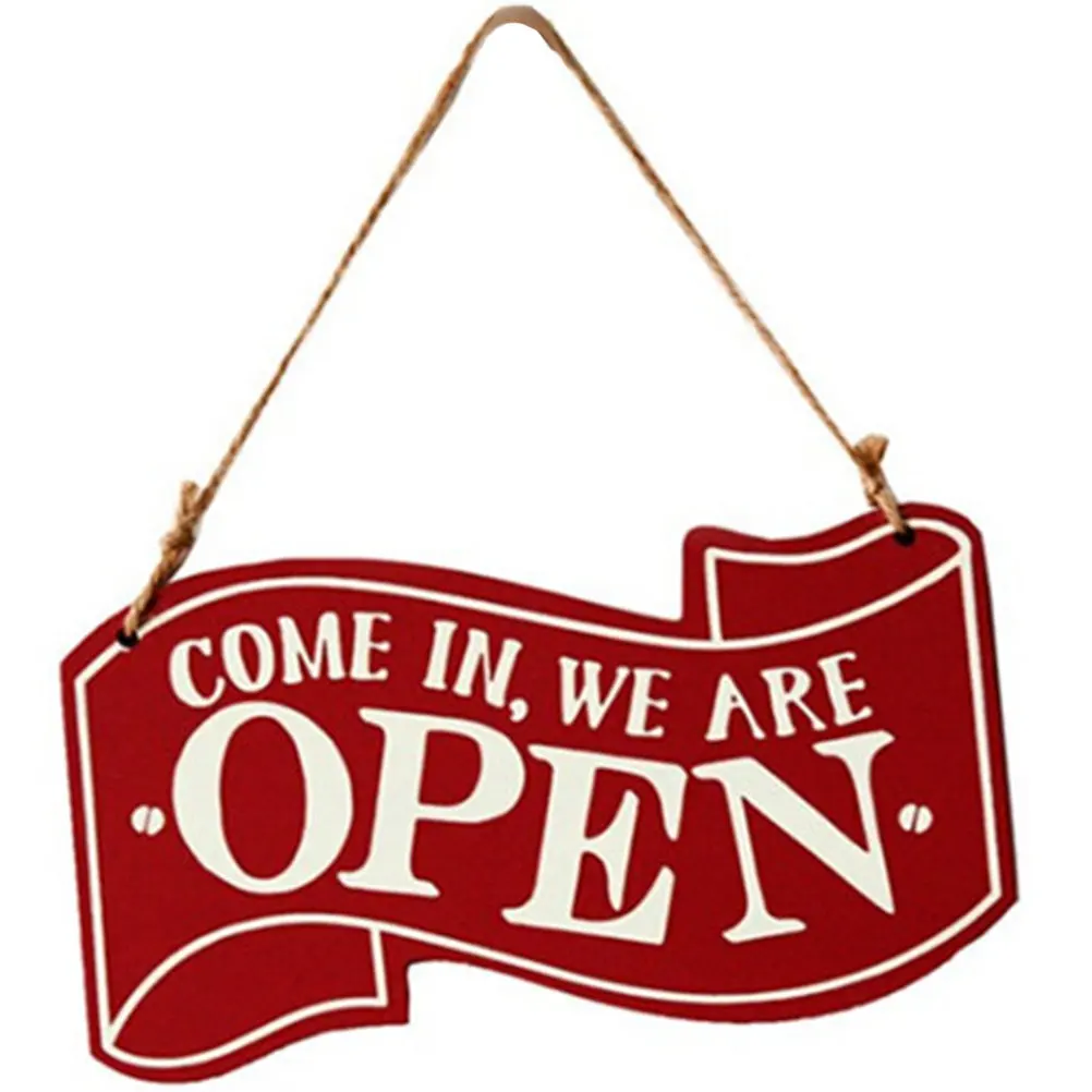 Rustic Wooden Double-Sided Open Closed Door Sign for Bars, Cafes, Clubs, Clothing Stores – Hemp Rope Hanging Decor