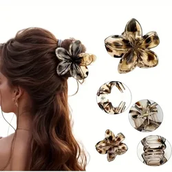 Elegante fermaglio per capelli con fiore con stampa leopardata, dolce coda di cavallo, fermaglio per capelli, fermaglio per granchio, accessori per capelli per feste di Halloween per le donne