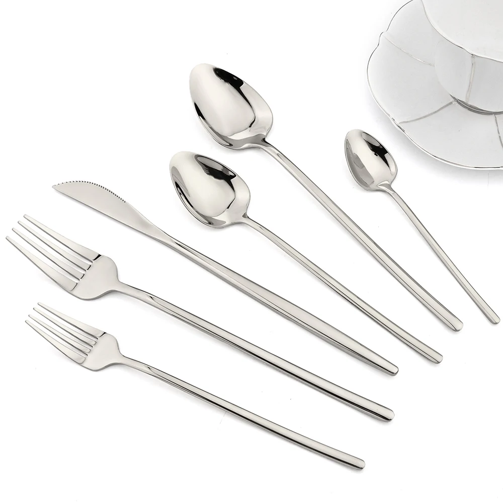 Dinnerware Set  Stainless Steel Flatware Knife Fork Tea Spoon Cutlery Dessert Kitchen Tableware Mirror Western Silverware