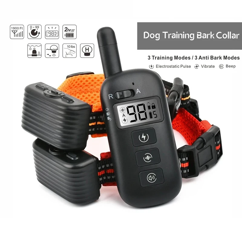 

2 In 1 Pet Dog Training Collar & Automatic Anti Bark 600M Remote Vibration Shock Rechargeable Waterproof Auto Anti Bark Collar