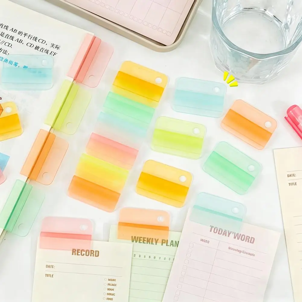 Transparent Bookmark Folder Multi-color Gradient Bookmarks 6pcs Colorful File Folder Set Multi-functional Bookmarks for Note