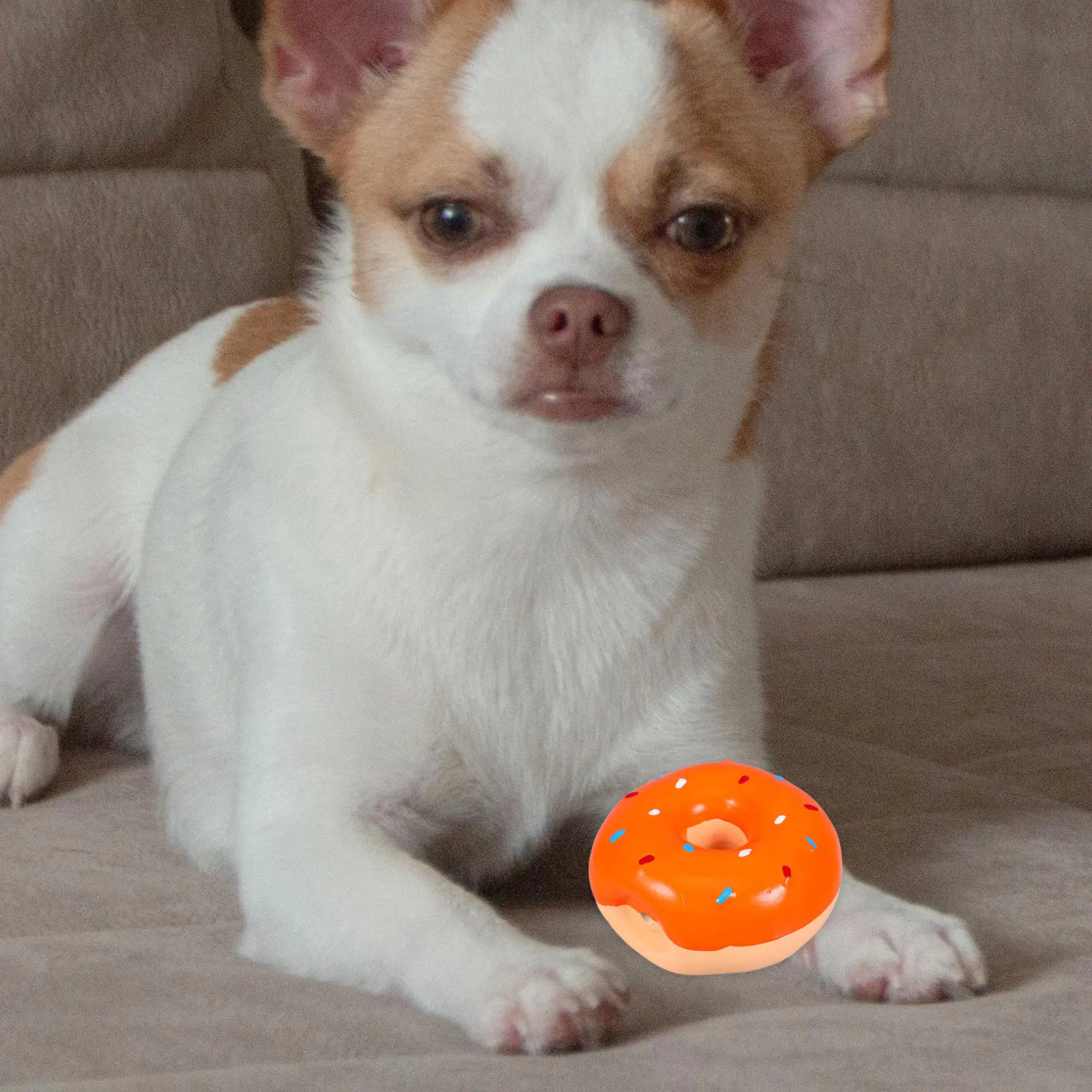 2 قطعة جرو دونات الصوت التفاعلية الحيوانات الأليفة طفل الكلاب صار صرير البرتقال المضغ العدوانية مضغ