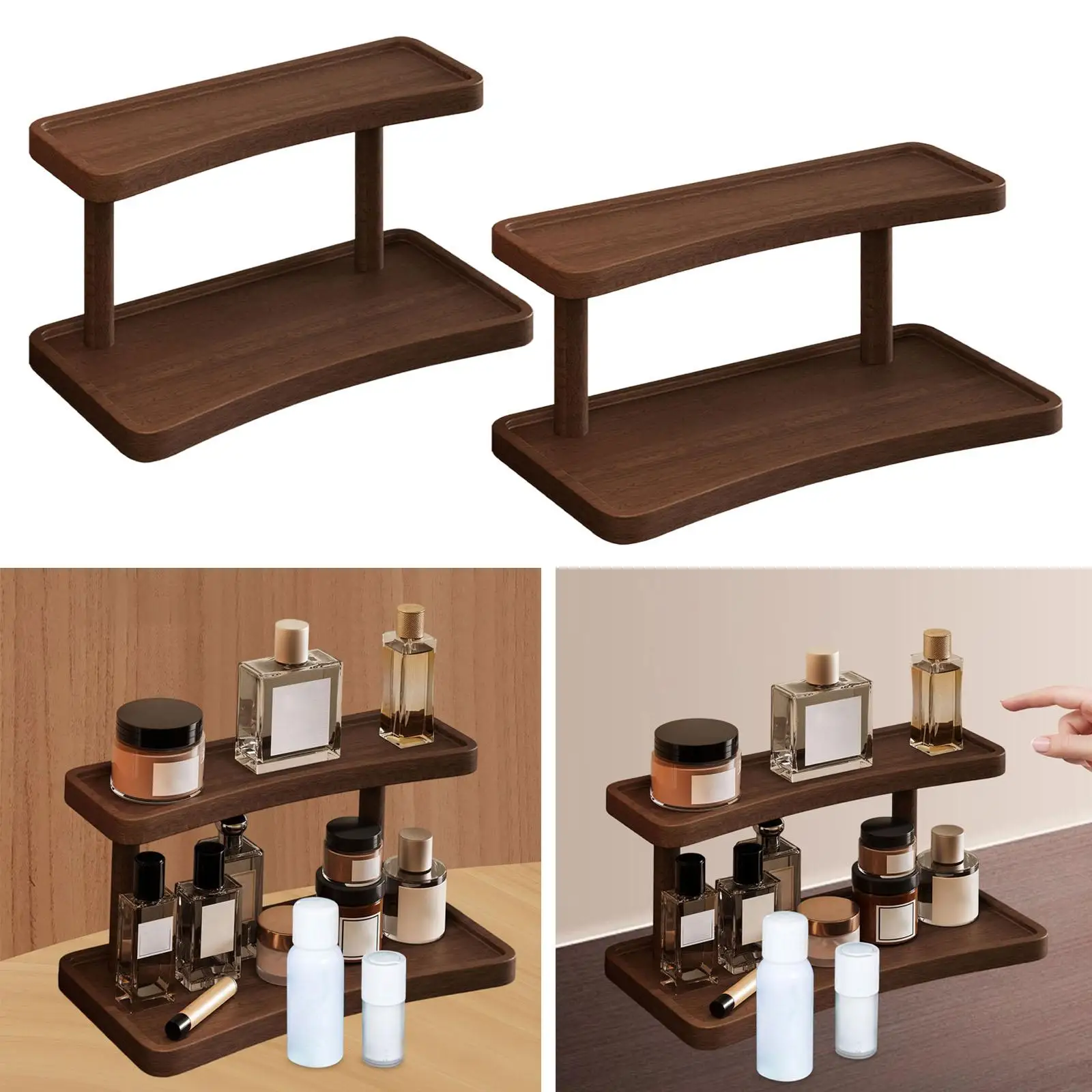 Holz-Display-Riser, doppellagiger Parfümständer für Schlafsaal, Büro, Badezimmer