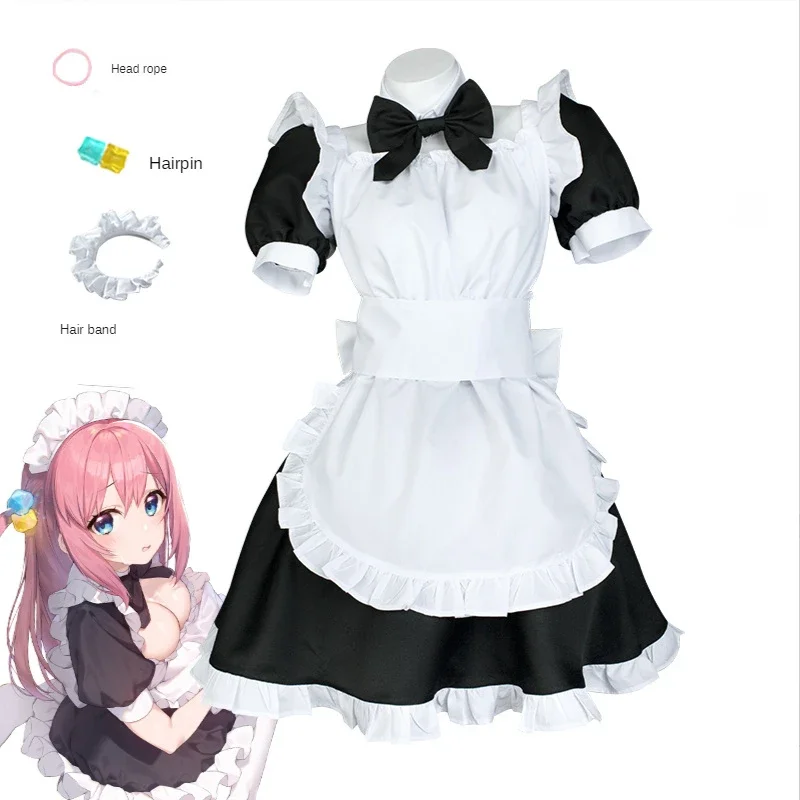 gotou hitori Cosplay Anime Costume Bocchi The Rock! Cute Maid Uniform Suit Dress Women Wig Sexy Outfit Halloween