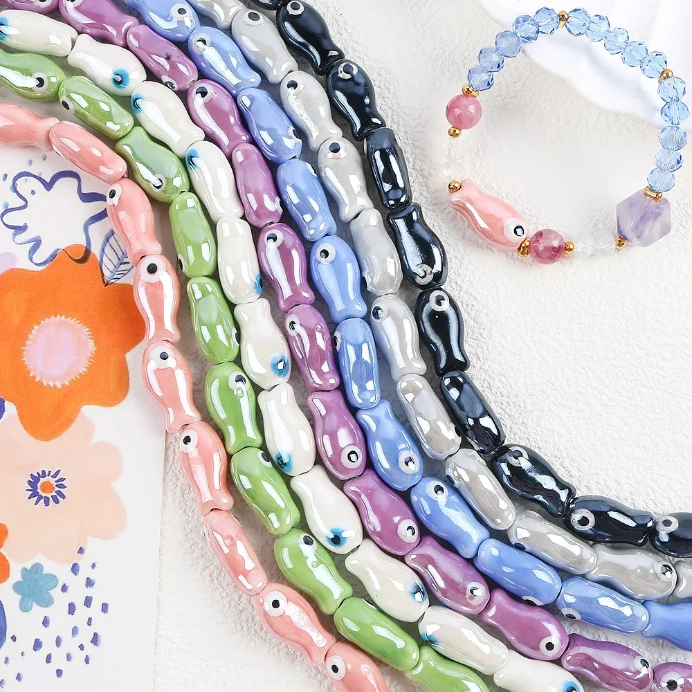 5 قطعة الخرز الأسماك الصغيرة الرجعية سحر السيراميك فاصل فضفاض الخرز لصنع المجوهرات الحرف اليدوية سوار ذاتي الصنع إكسسوارات