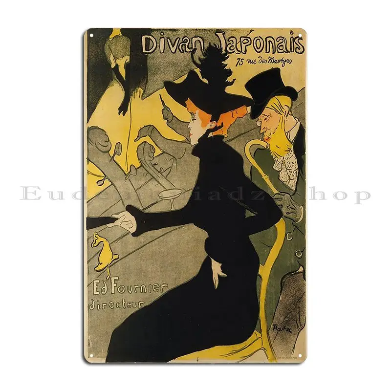 Henri De Toulouse Lautrec Divan Japonais 1892 Metal Sign Garage Mural Garage Cinema Character Tin Sign Poster