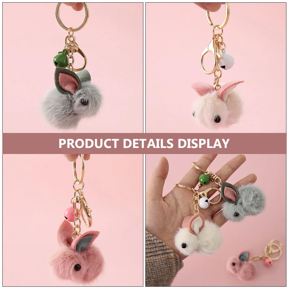 3 Pcs Wool Felt Keychain Rabbit Pendant Chinese Zodiac Hanging Ornament Cartoon Bag