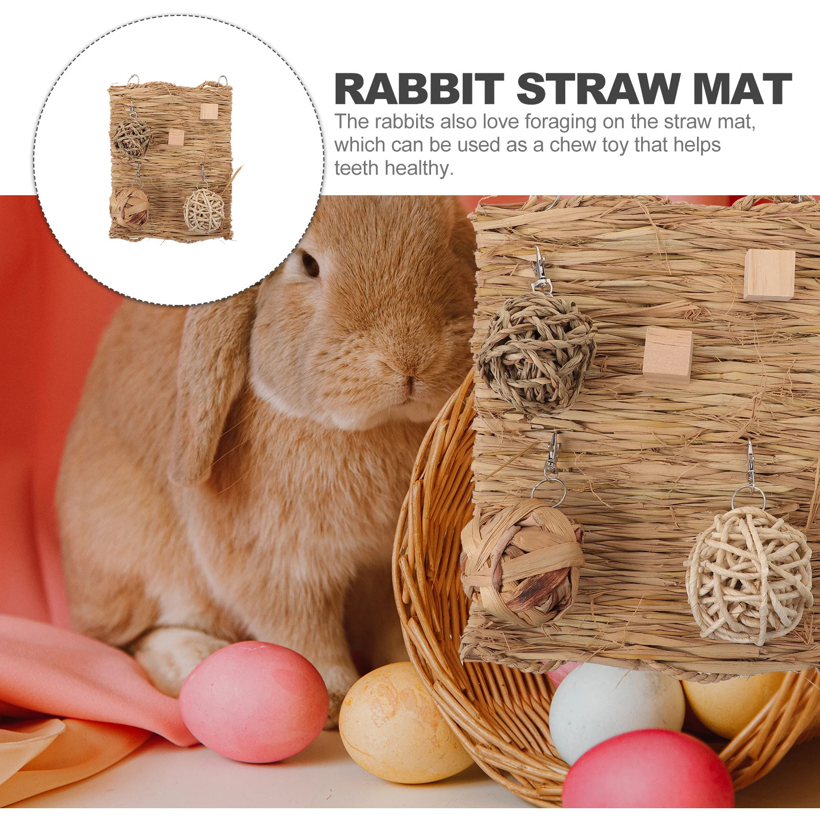

Hay Mat Guinea Pig Bedding Small Hamster Nest Rabbit Teeth Care Molar Toy Pet Cage Accessories Cooling Pad Summer Mat Straw