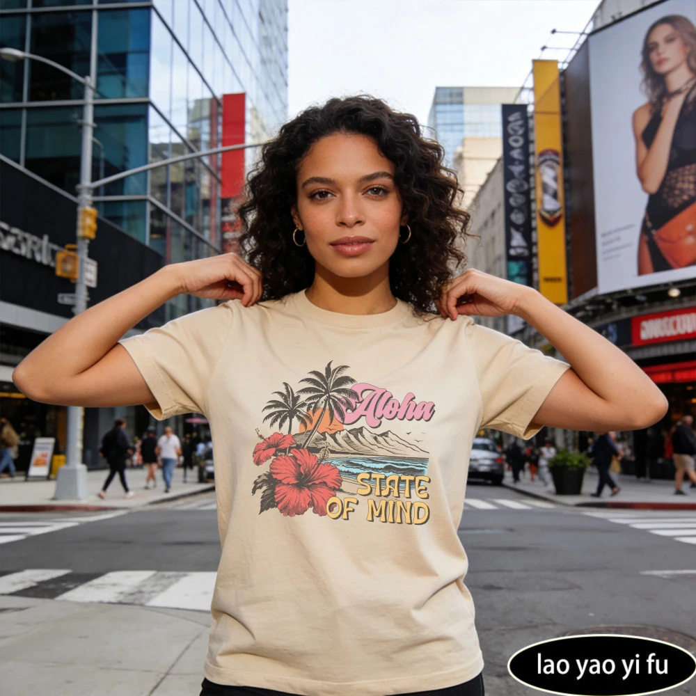 Aloha State of Mind Aloha Tshirt  Aloha Shirt Hawaii T Shirt Beach Vacation Shirts Hawaii Gifts Summer Y2k Tops Women Clothing