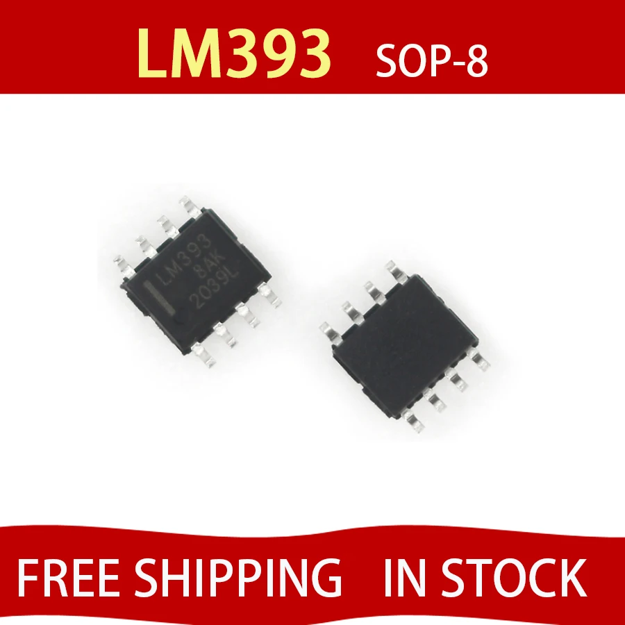 100pcs New Original LM393 LM393DR SMD SOP8 Voltage Comparator Low Power Voltage Comparator FREE SHIPPING