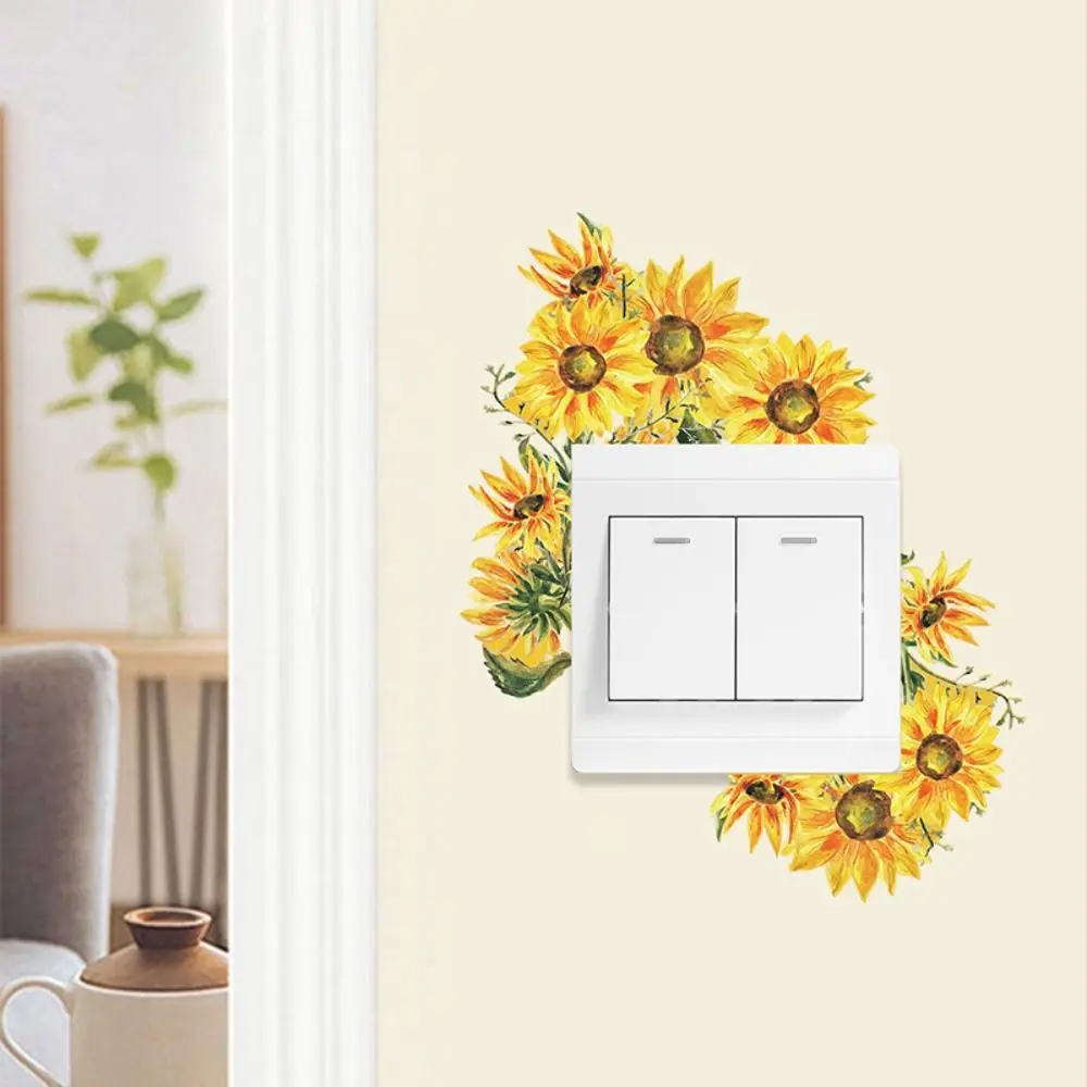 

Wall Mural Plant Flower Switch Sticker Flower Wall Art Green Leaves Plants Sticker PVC Self-adhesive Wall Decor