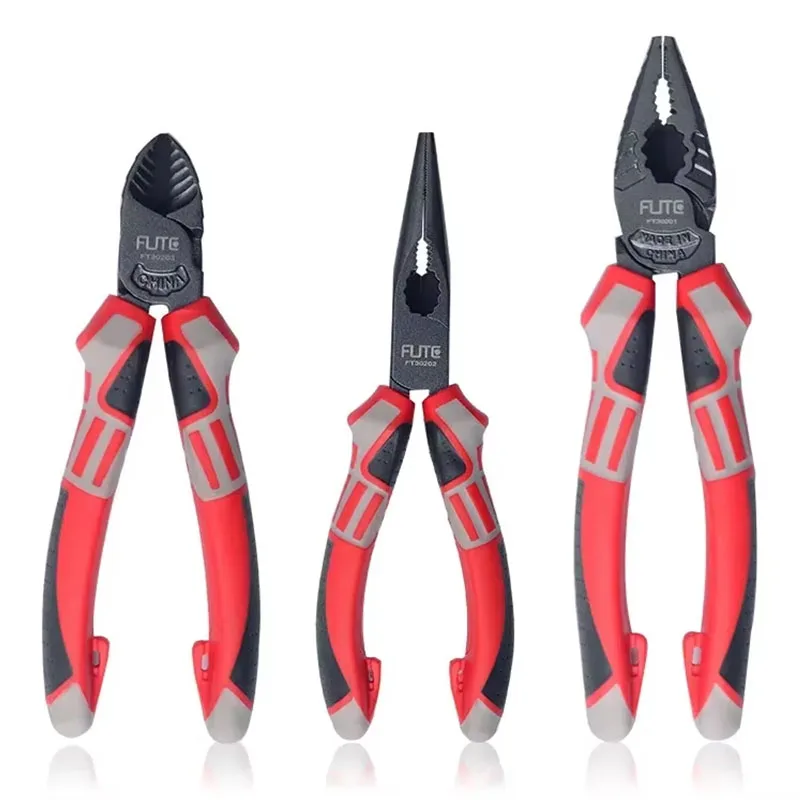 FUTE 6/8 in Multifunctional Wire Cutter German Electrician's Pliers Thickened Clamp Head Cr-V Hand Tools Anti Slip Labor-saving