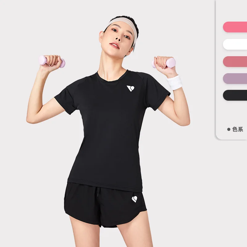 تي شيرت سبيدو للسيدات بأكمام قصيرة للجري في الهواء الطلق فضفاض ونحيف من حرير الحليب المطاطي ملابس رياضية كاجوال للياقة البدنية