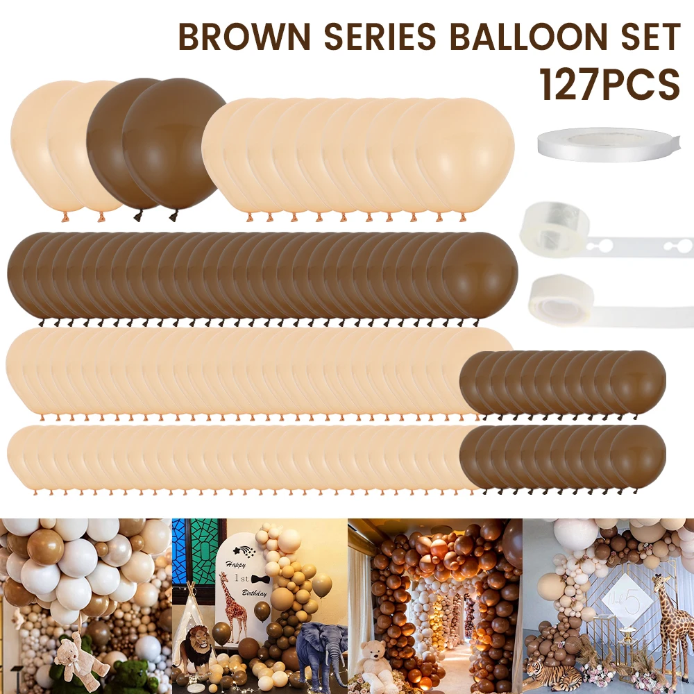 124PCS Coffee Brown Blush Balloons Garland Kit Caramel Coffee Brown Balloons Arch Set 5